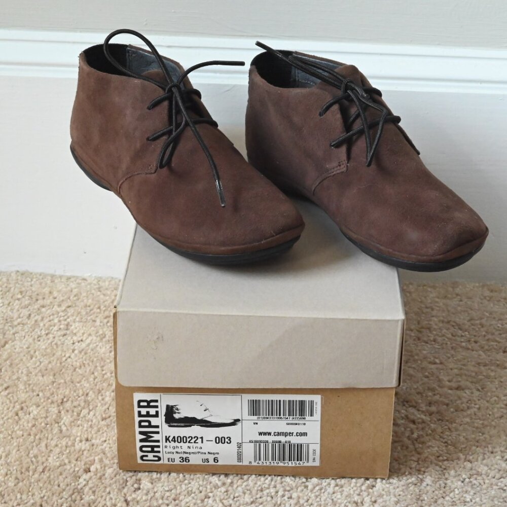Camper Right Nina Ankle Boot - Brown Nubuck
